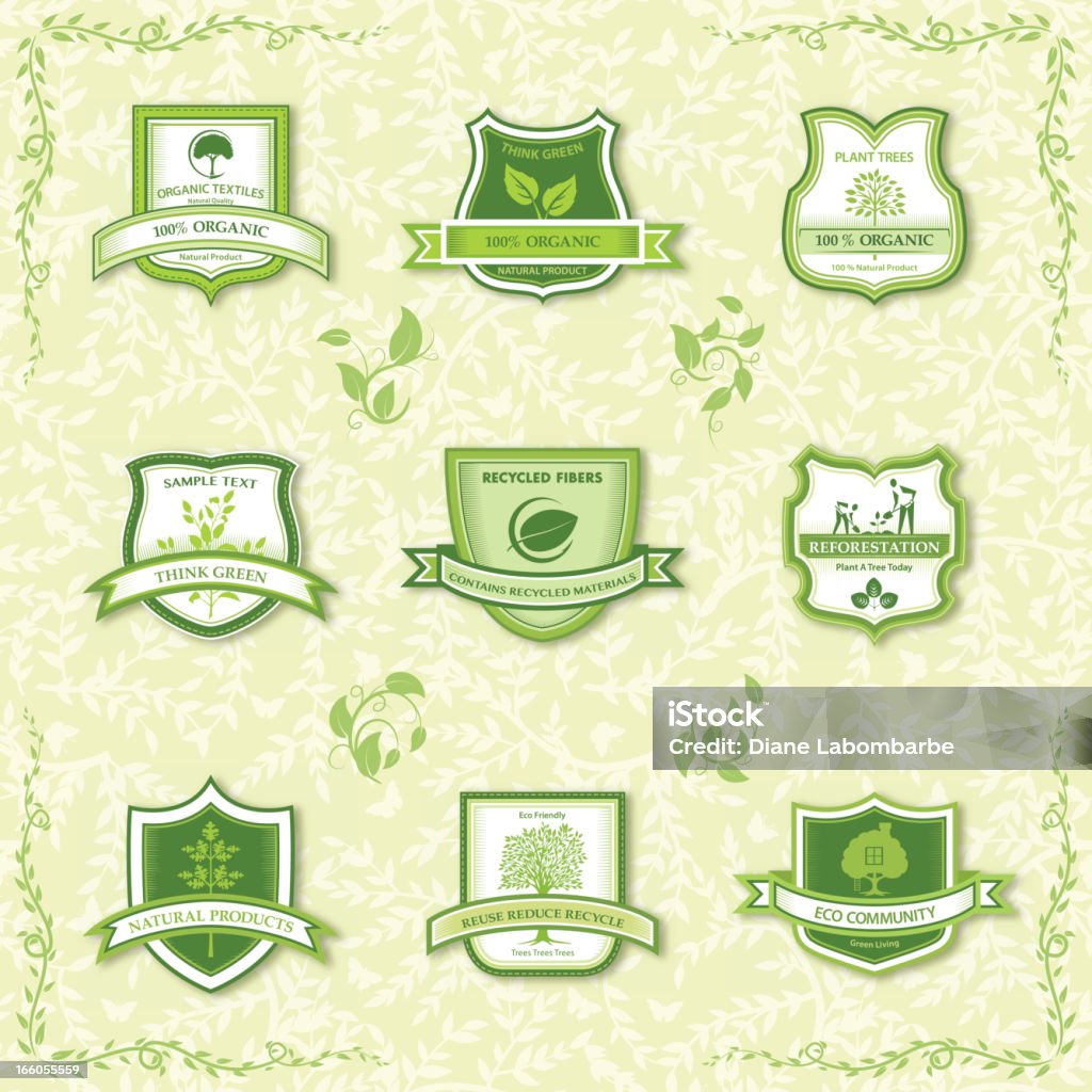 Tree Package Label Tree Environment Labels On Seamless Pattern Background Stock ...