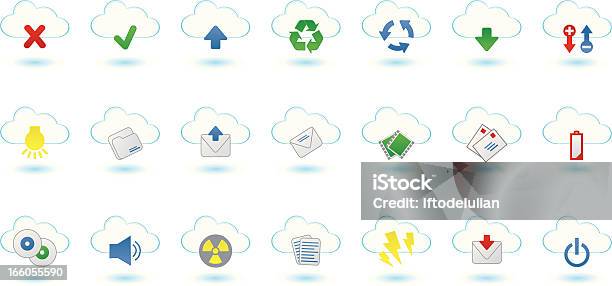 Cloud Icon Set Vecteurs libres de droits et plus d'images vectorielles de Alimentation électrique - Alimentation électrique, Ampoule électrique, Autorisation