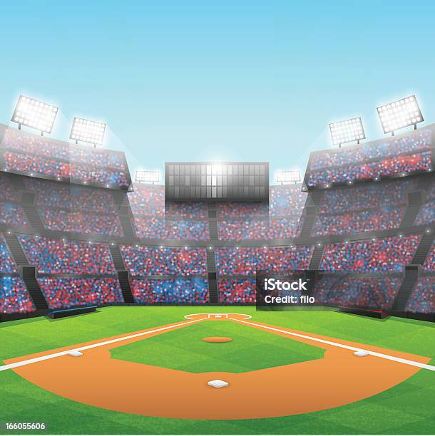 Ilustración de Estadio De Béisbol y más Vectores Libres de Derechos de Campo de béisbol - Campo de béisbol, Béisbol, Estadio