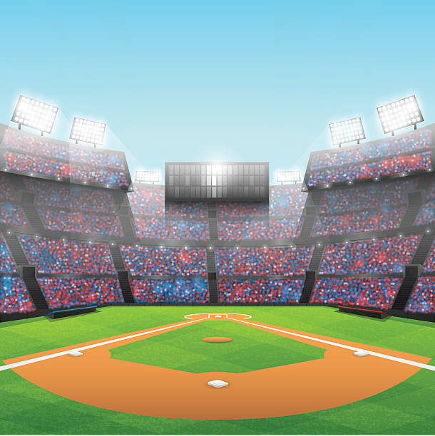 бейсбольный стадион - playing field illustrations stock illustrations