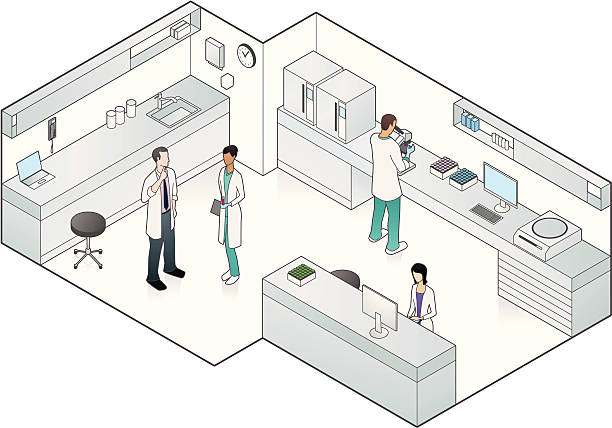 ilustrações, clipart, desenhos animados e ícones de ilustração em vetor de laboratório médico - histotechnician