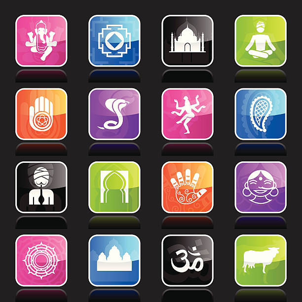 ubergloss ikony-indie - india guru symbol om symbol stock illustrations