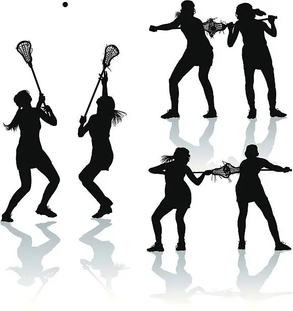 Vector illustration of Lacrosse Face Off - Girls
