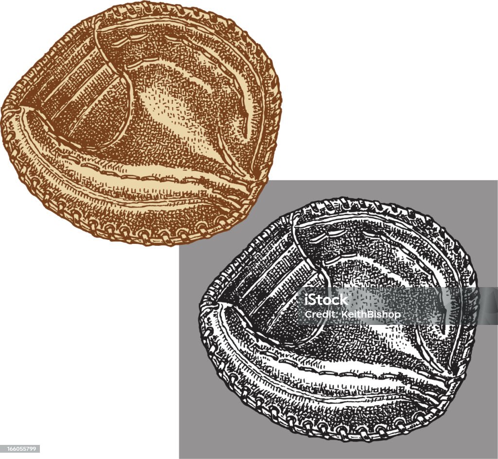 Guante del receptor de béisbol - arte vectorial de Blanco y negro libre de derechos