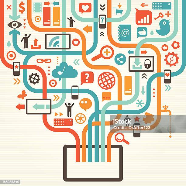 Lebhafte Design Illustrierens Socialmedianetzwerk Stock Vektor Art und mehr Bilder von Abstrakt