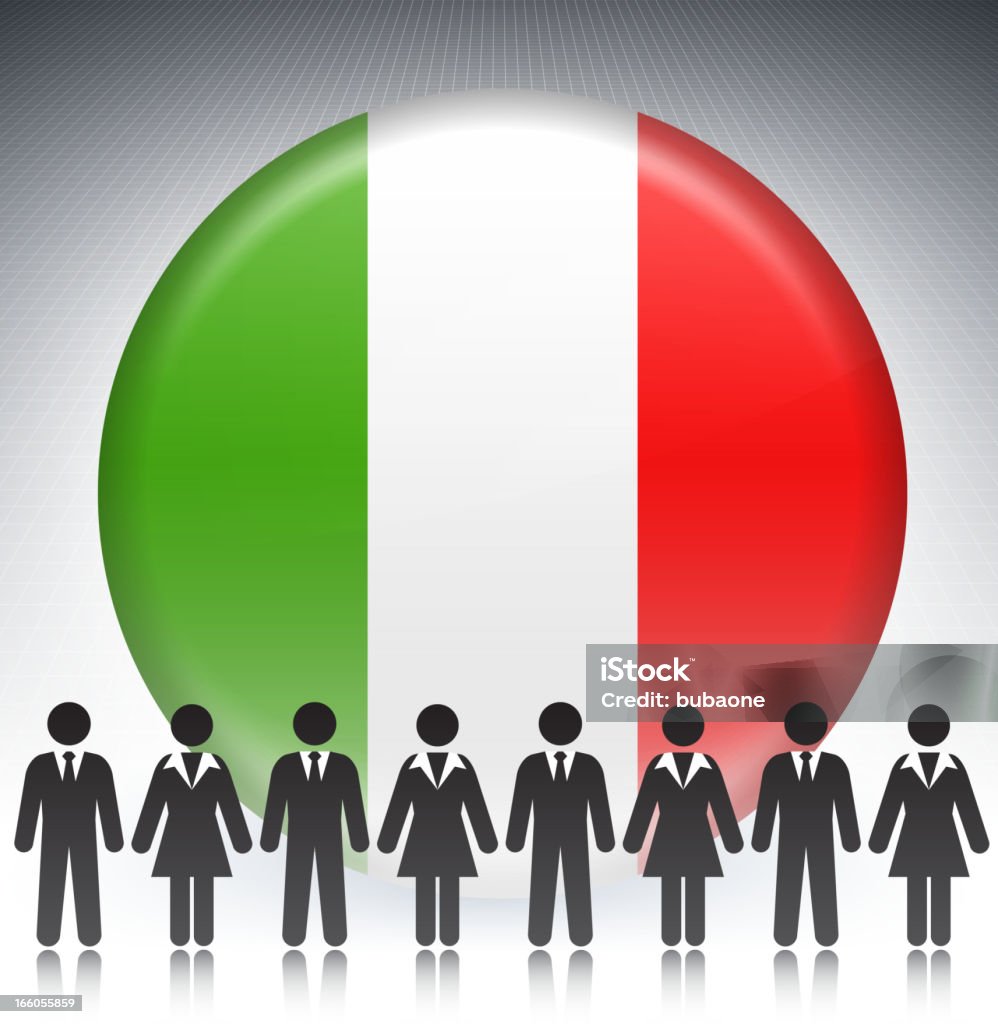 Italie, drapeau bouton d'affaires Concept Stick Figures - clipart vectoriel de Politique libre de droits