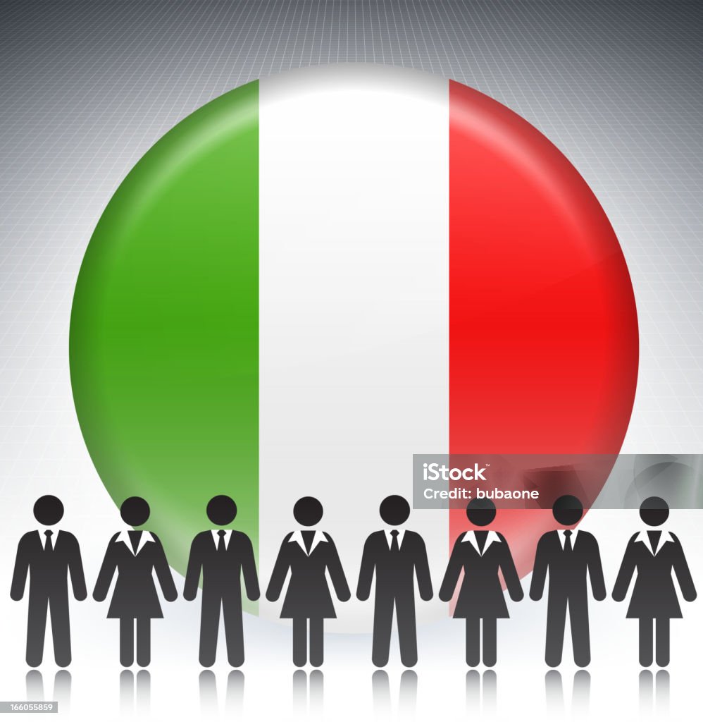 イタリア国旗ボタン、ビジネスコンセプトのスティックフィギュア - 政治のロイヤリティフリーベクトルアート