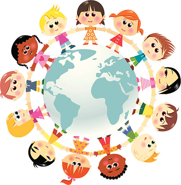Children in unity around the world EPS and JPG, vector. Children in unity around the world african american boy drawing stock illustrations