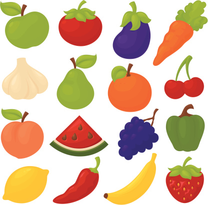 Gradient free fruit and veg icons.