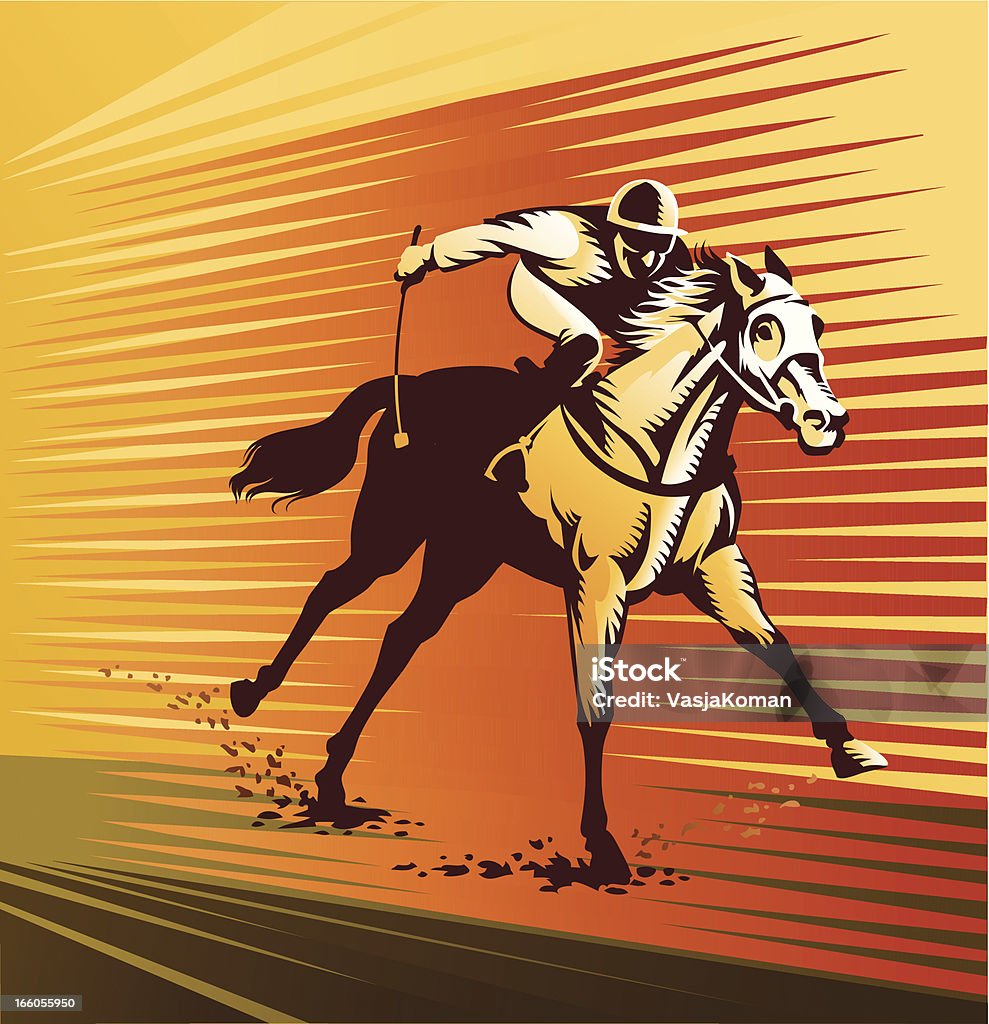Koń pełnej krwi angielskiej przy pełnej prędkości - Grafika wektorowa royalty-free (Wyścig konny)