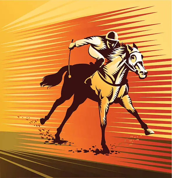 Vector illustration of Thoroughbred Horse at Full Speed