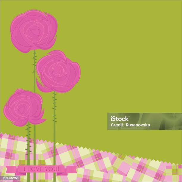 Rosa Rosen Auf Green Stock Vektor Art und mehr Bilder von Abstrakt - Abstrakt, Altertümlich, Band