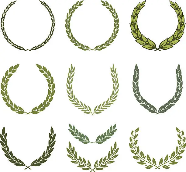 Vector illustration of Laurel wreath set