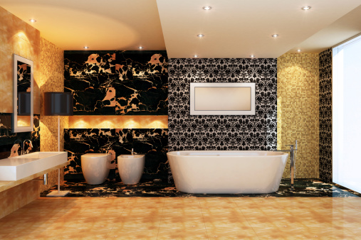 Luxury Bathroom Stock Photo - Download Image Now - Wallpaper - Decor,  Bathroom, Baroque Style - iStock
