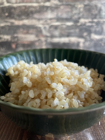 Brown rice served in a bowl