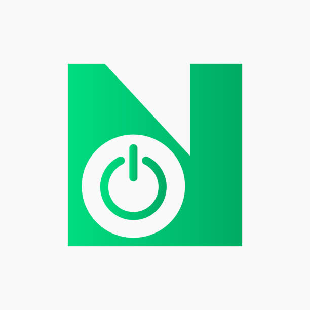litera n power logo znak dla symbolu elektronicznego - letter n flash stock illustrations