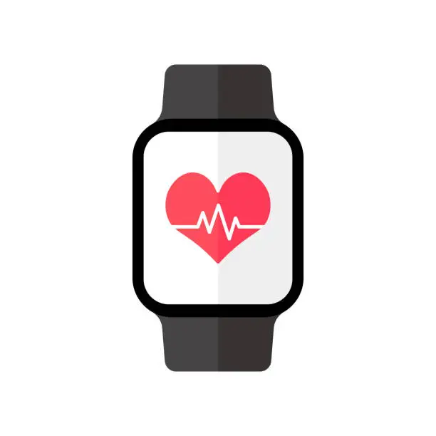 Vector illustration of Smart Watch. Fitness Tracker. Heart Rate Monitor on Smart Watch.