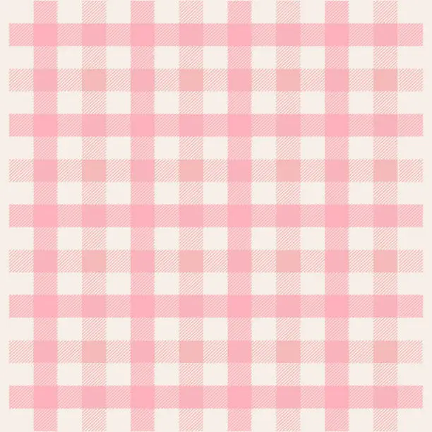 Vector illustration of Pink and cream plaid pattern