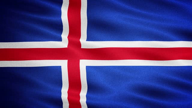 Natural Waving Fabric Texture Of Iceland National Flag Graphic Background