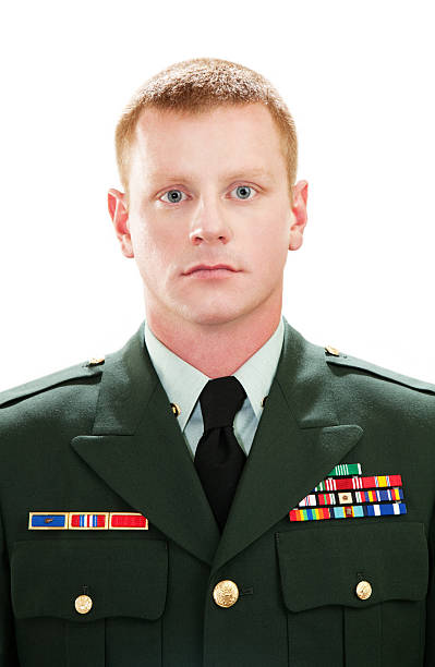 istock Decorated American Soldier with Class A Uniform 166064177
