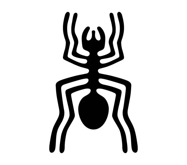 Geoglyph of the spider from Nazca Geoglyph of the spider from Nazca, The Nazca Lines, Nazca Desert, Peru spider tribal tattoo stock illustrations