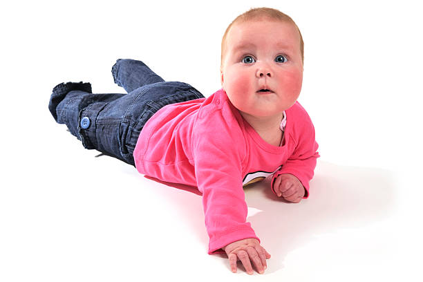 istock Baby girl on white 166066599
