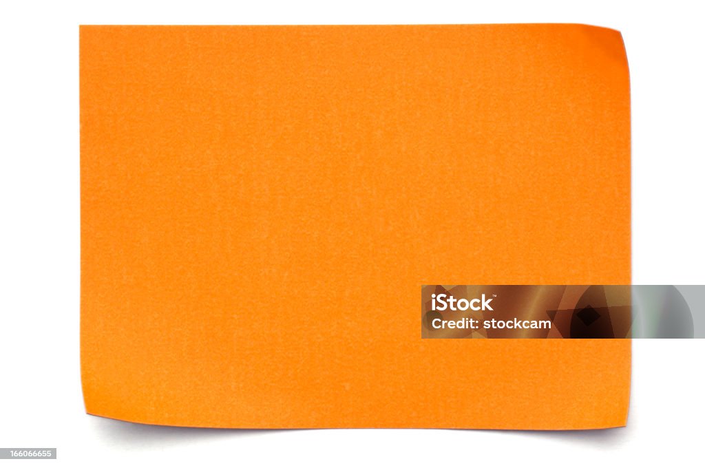 Arancio Post-it nota su bianco - Foto stock royalty-free di Arancione