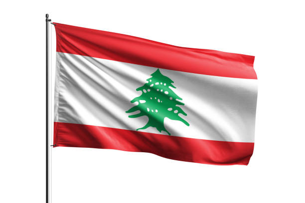 Lebanon flag waving isolated on white background with clipping path. flag frame with empty space for your text.