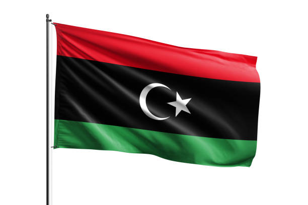 flaga narodowa libii na białym tle. - libyan flag zdjęcia i obrazy z banku zdjęć