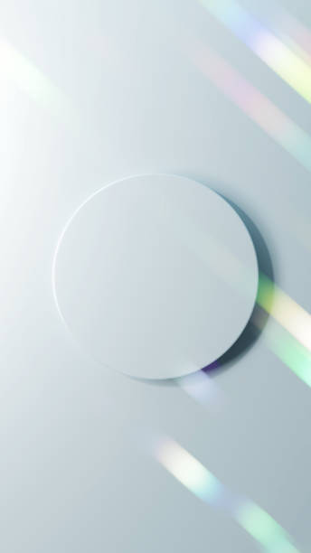 istock 3D Illustration.Silver background and base. Shining colorful light. Overhead view. (Vertical) 1660669058