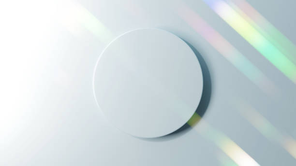 istock 3D Illustration.Silver background and base. Shining colorful light. Overhead view. (Horizontal) 1660669059