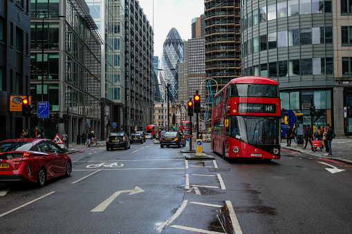 London, UK - 08 04 2023: City of London is a business financial centre downtown of London.