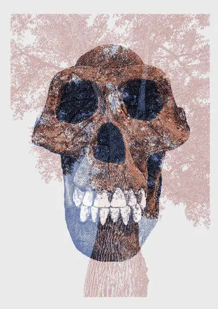 Vector illustration of Skull and Winter Tree