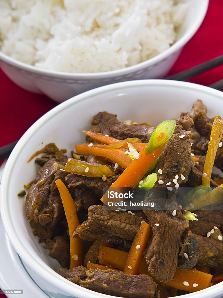 beef,carrot and ginger stir-fried Traditional Chinese food,stir-fried beef with carrot and ginger.sesame for garnish Beef Stock Photo