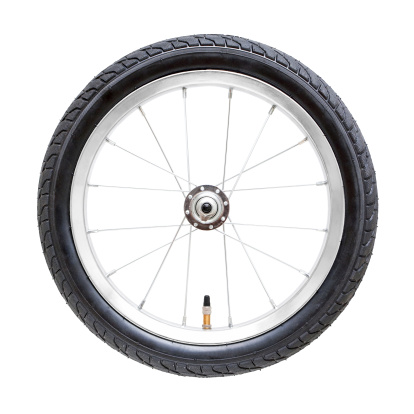 Sliver shiny car wheel isolated on white background with clipping path