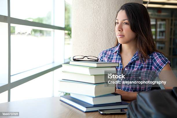 Ziemlich Hispanischen Mädchenstudent Stockfoto und mehr Bilder von Akademisches Lernen - Akademisches Lernen, Besorgt, Bestürzt