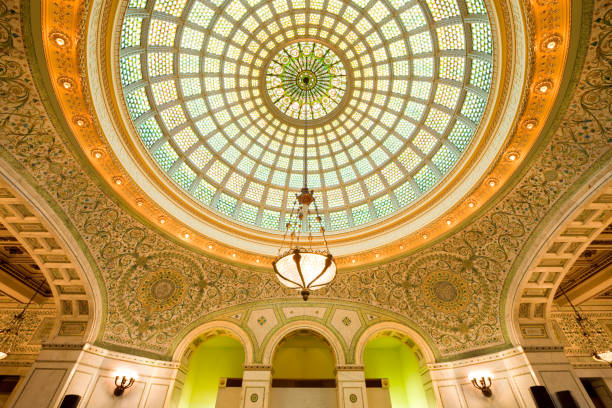 chicago, ee.uu. - dome glass ceiling skylight fotografías e imágenes de stock