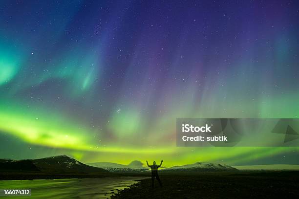 Aurora Boreal En Islandia Foto de stock y más banco de imágenes de Aurora boreal - Aurora boreal, Islandia, Langjokull