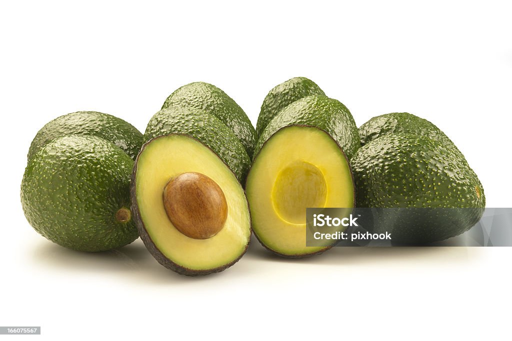 Avocados with Path Hass Avocados isolated on a white background. Clipping path included. Avocado Stock Photo