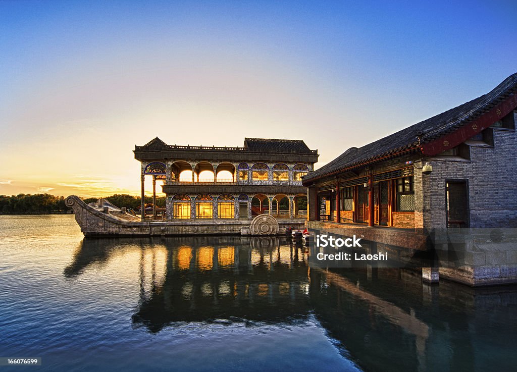 Marble boat. Summer Palace Beijing The Marble Boat also known as the Boat of Purity and Ease (Qing Yan Fǎng) is a lakeside pavilion on the grounds of the Summer Palace in Beijing, China. Summer Palace - Beijing Stock Photo