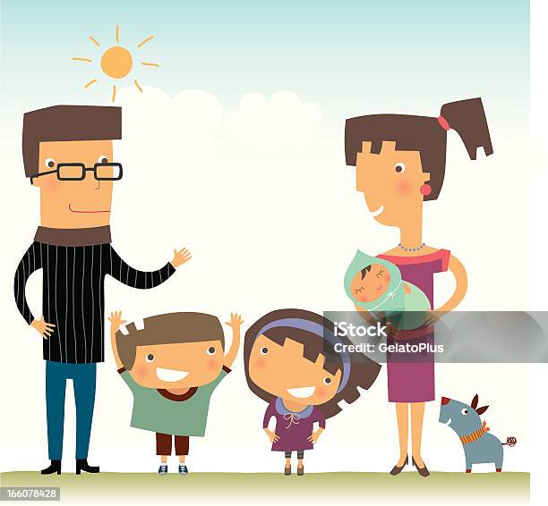 Famille De Cinq Vecteurs libres de droits et plus d'images vectorielles de Enfant - Enfant, Filiation, Bonheur