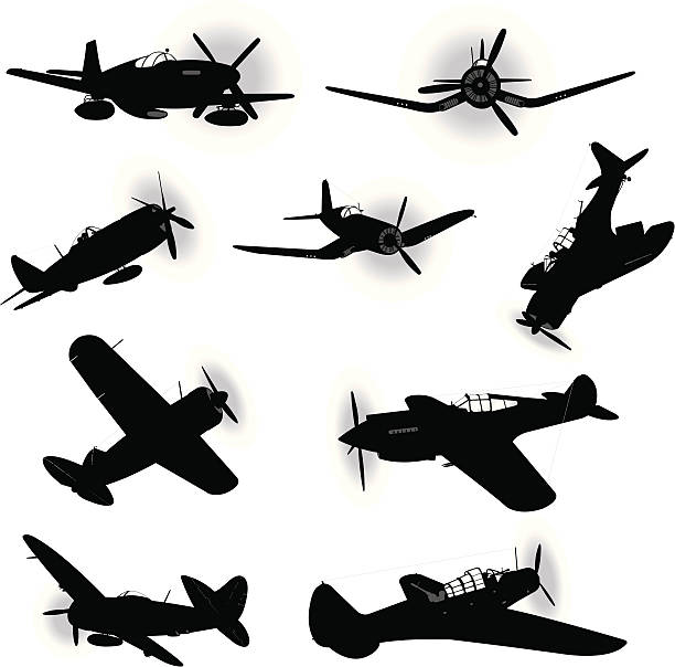 illustrazioni stock, clip art, cartoni animati e icone di tendenza di us air force caccia seconda guerra mondiale - military air vehicle