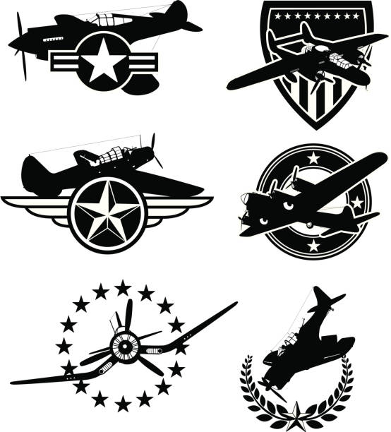 illustrations, cliparts, dessins animés et icônes de guerre mondiale deux avion icônes-forces armées - air force insignia military armed forces