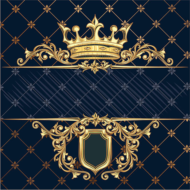 золотая корона - crown frame gold swirl stock illustrations