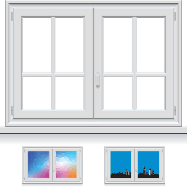 Plastic Window Plastic Window on white background. window latch stock illustrations