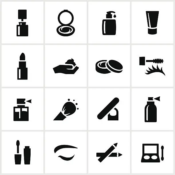 Vector illustration of Black Cosmetics Icons