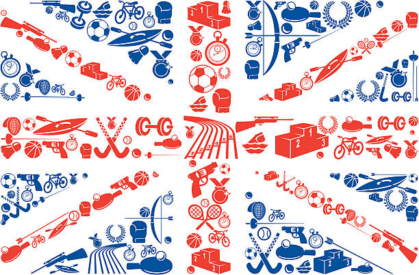 illustrations, cliparts, dessins animés et icônes de drapeau de britannique union jack icônes de sport - jeux olympiques