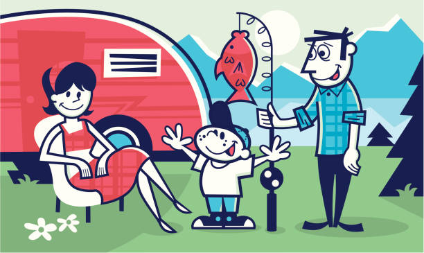 illustration of a family camping