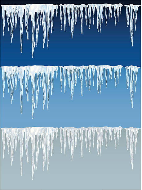 철두철미 icicles 파란색, 회색 배경 - icicle stock illustrations