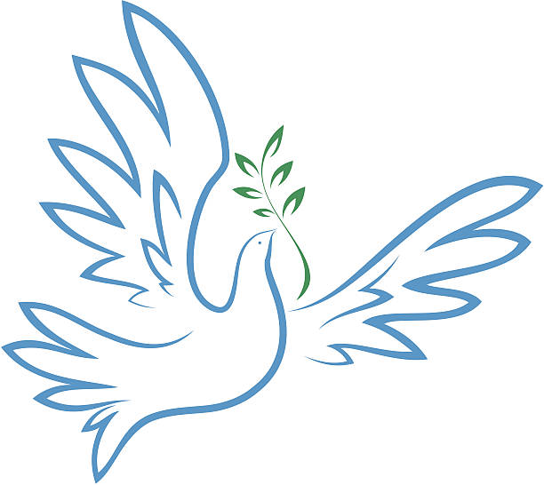 Dove of Peace Dove with olive branch symbolizing peace on earth. Branch and dove on separate layers. Black and White variant Eps file included. holy spirit stock illustrations
